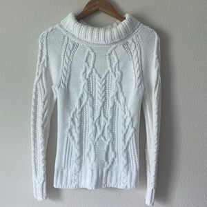 The Reeds Women’s Wide Turtle Neck Long Sleeve Cable OffWhite Sweater Size XS